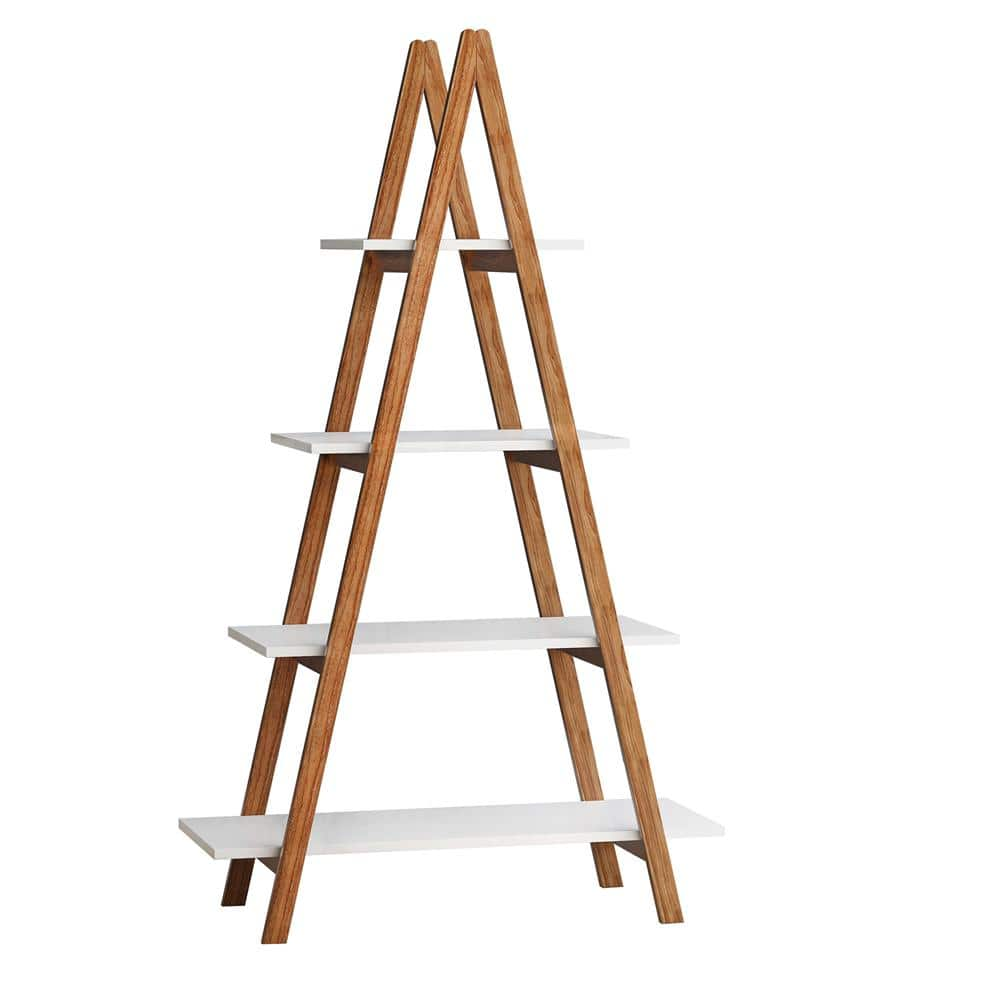 Bookshelf White Book Shelf Ladder Bookcase Tall Bookcases Industrial B —  MCombo