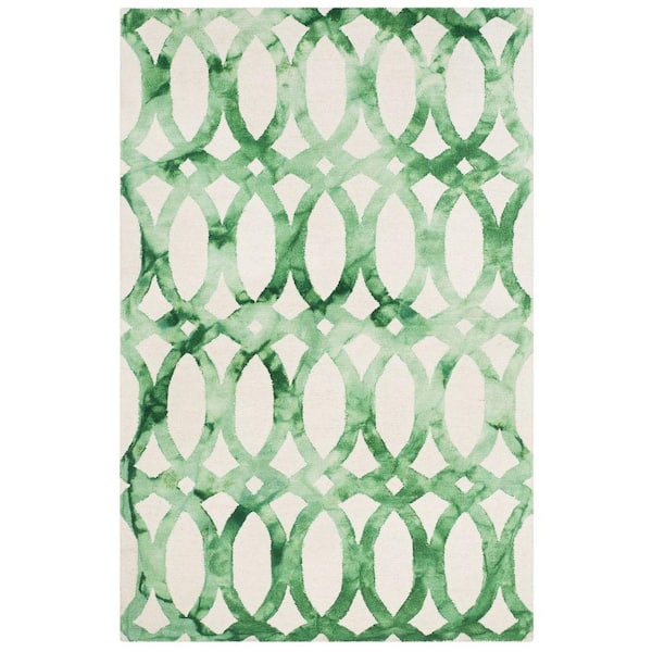 SAFAVIEH Dip Dye Ivory/Green 5 ft. x 8 ft. Geometric Area Rug