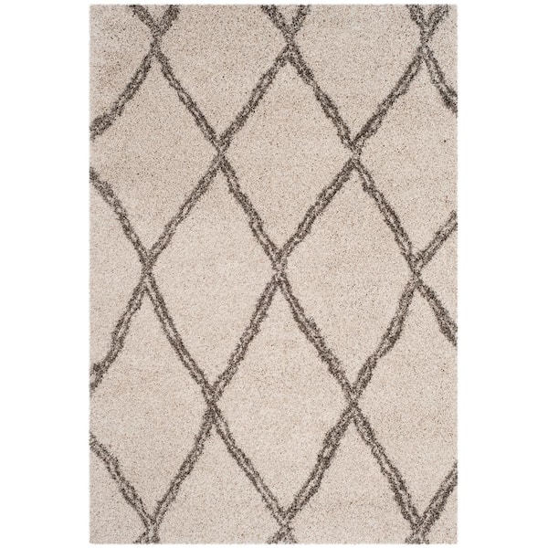 SAFAVIEH Hudson Shag Ivory/Gray 6 ft. x 9 ft. Geometric Diamonds Area Rug