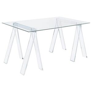 Amaturo 31.5 in. Clear Writing Desk with Glass Top