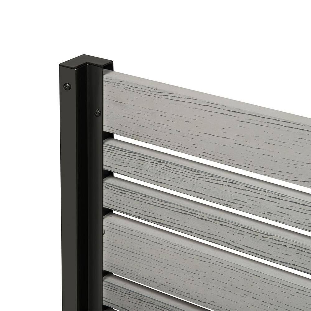 Ash Gray Vinyl Privacy Screen with Planter Box for Outdoor Use