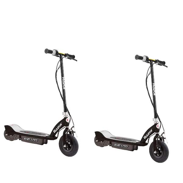 Razor E100 Kids Ride On 24-Volt Motorized Electric Powered Scooters, Black (2-Pack)