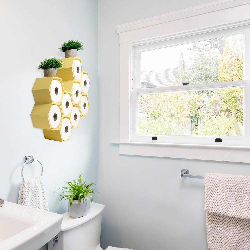 Yellow Honeycomb Wall Mounted Toilet Paper Holder
