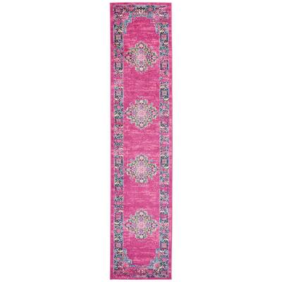 Passion Fuchsia 2 ft. x 10 ft. Persian Vintage Runner Rug