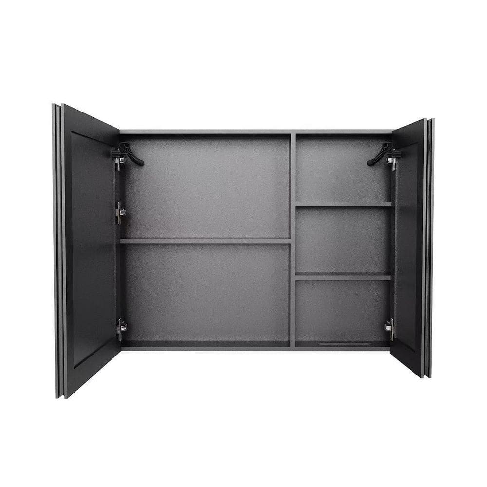 31.5 in. W x 23.62 in. H Rectangular Aluminum Medicine Cabinet with Mirror and LED Lighting in Black price history on PriceWatchPro