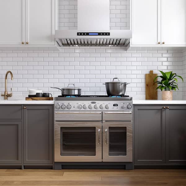 36 in. 900 CFM Ducted Wall Mount Range Hood with Remote, Touch Control LCD, Long-Term Warranty in Stainless Steel