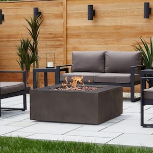 Baltic 37 in. W X 16 in. H Square MGO Natural Gas Fire Table in Kodiak Brown with Burner Lid and Protective Cover