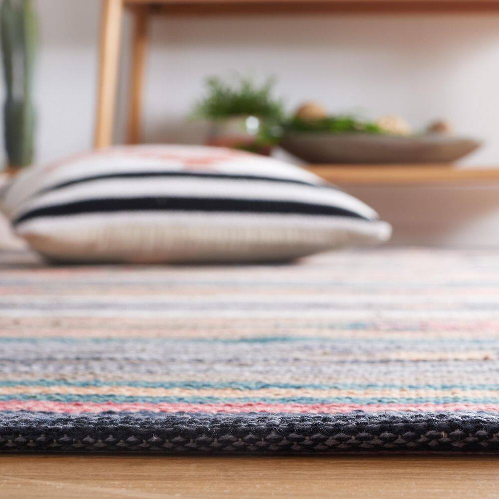 Hand-Woven Geometric Gray Cotton Kilim 8' x 10' Area Rug