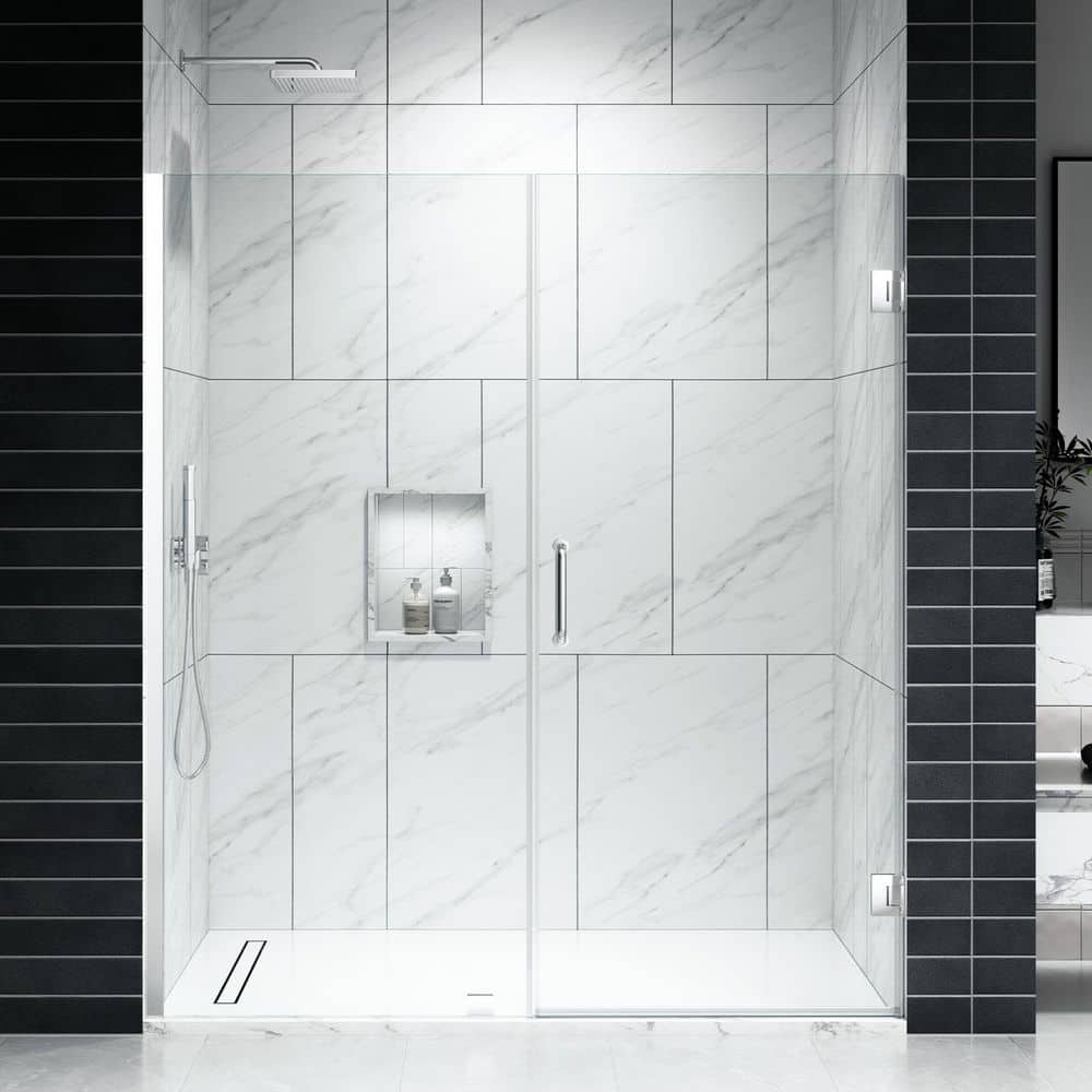 EV Series 50-51 in. W x 72 in. H Frameless Hinged Swing Shower Door 3/8 in. Tempered Clear Glass in Brushed Nickel price history on PriceWatchPro