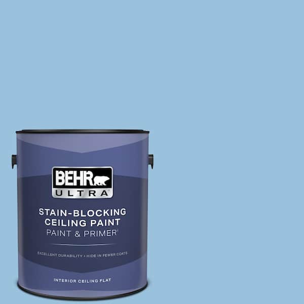 BEHR ULTRA 1 gal. #M520-3 Charismatic Sky Ceiling Flat Interior Paint with Primer