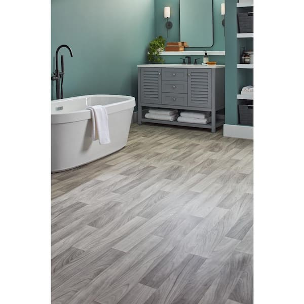 Grayson Wood 5 MIL 12 ft. W x Cut to Length Waterproof Vinyl Sheet Flooring