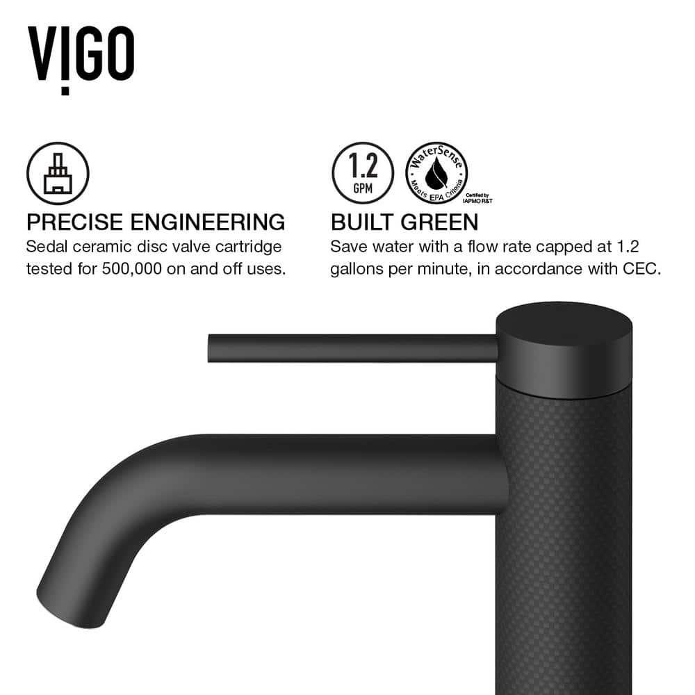 Lexington 10'' Carbon Fiber and Matte Black Bathroom Vessel Faucet