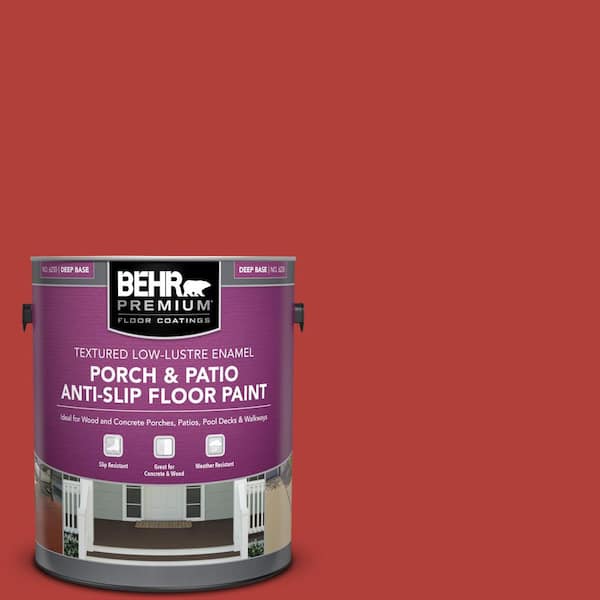 BEHR PREMIUM 1 gal. #170B-7 Red Tomato Textured Low-Lustre Enamel Interior/Exterior Porch and Patio Anti-Slip Floor Paint