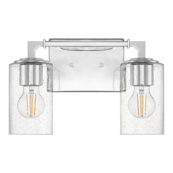 Home Decorators Collection Helenwood 12.75 in. 2-Light Chrome Bathroom Vanity Light with Clear Seeded Glass