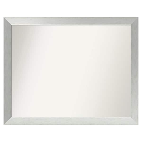 Amanti Art Brushed Sterling Silver 40 in. x 32 in. Custom Non-Beveled Wood Framed Bathroom Vanity Wall Mirror