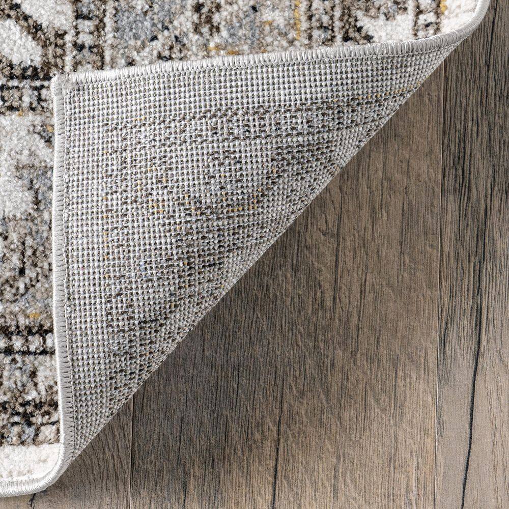 Gray and Beige 5' x 7' Traditional Washable Area Rug