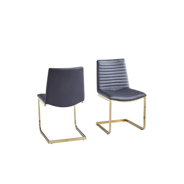 Best Master Furniture Blanca Black Faux Leather Gold Dining Chair (Set of 2)