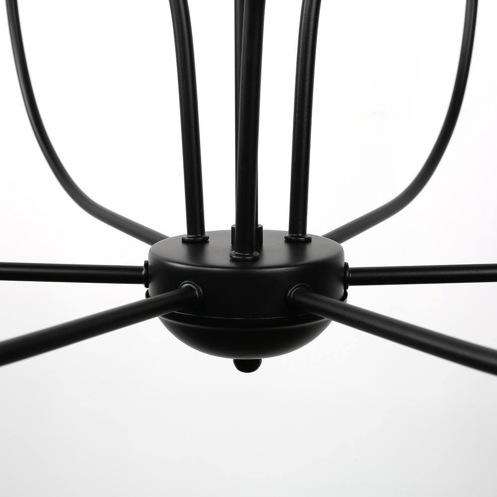 Matte Black Metal 9-Light Candle Circle Chandelier