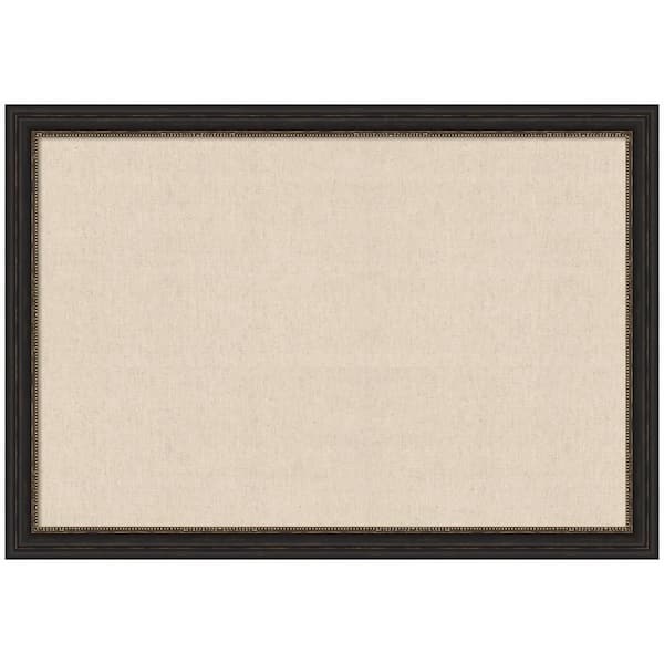 Accent Narrow 28 in. x 40 in. Bronze Plastic Framed Neutral Linen Memo Board