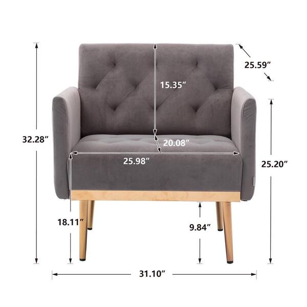 Grey Modern Polyester Upholstered Accent Arm Chair Leisure Single