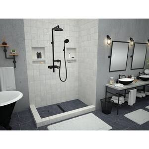 Redi Trench 36 in. x 60 in. Double Threshold Shower Base with Center Drain and Matte Black Trench Grate