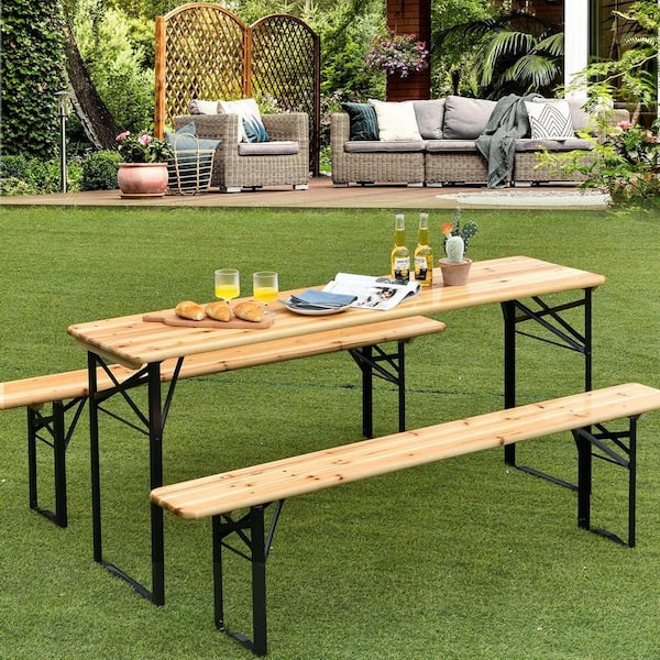 70 in. 3-Piece Portable Folding Picnic Beer Table