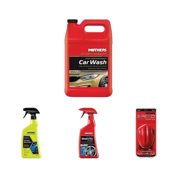 1 Gal. California Gold Car Wash, 24 oz. Ceramic Spray Wax, 24 oz. Wheel/Tire Cleaner, Speed Clay 2.0 Tool