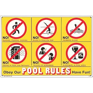 Residential or Commercial Swimming Pool Signs, Icon Pool Rules