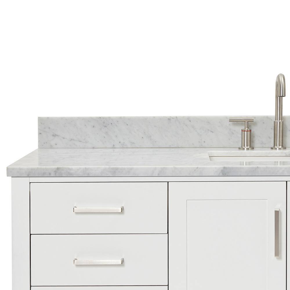 Magnolia 61" White Solid Wood Bathroom Vanity with Marble Top