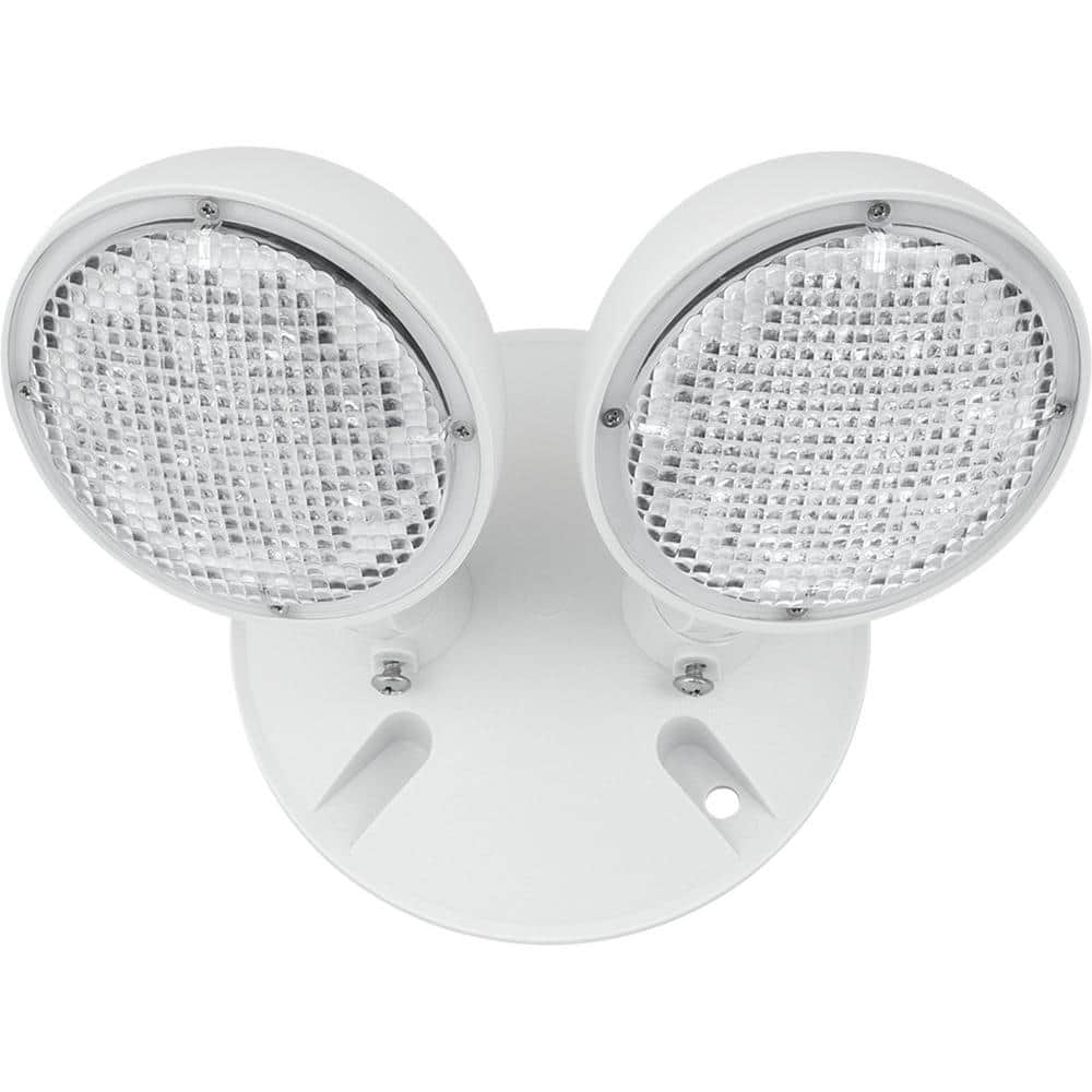 Compact White LED Emergency Light with Adjustable Heads