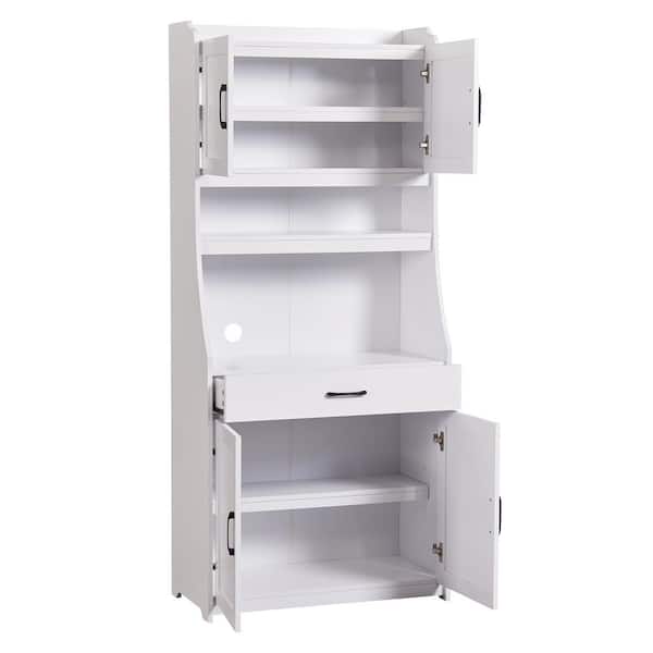 Donason White Cabinet with Doors, Adjustable Shelves