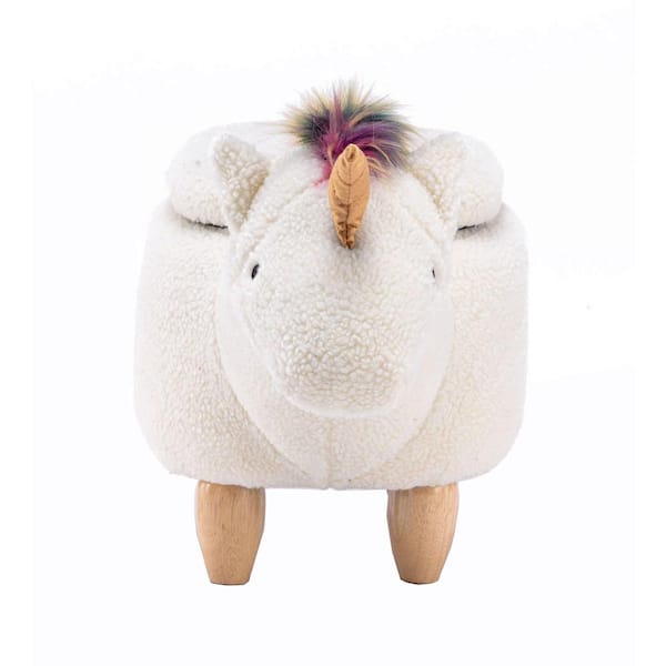 Home 2 Office Multicolored Fabric Unicorn Animal Storage Kids Ottoman