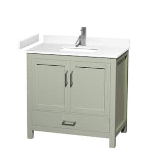 Sheffield 36 in. W x 22 in. D x 35 in . H Single Bath Vanity in Light Green with White Cultured Marble Top