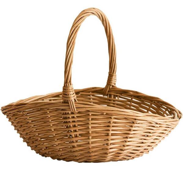 Natural Willow Wicker Picnic Basket with Handle, Handwoven Large Storage Basket for Picnics and Gifts