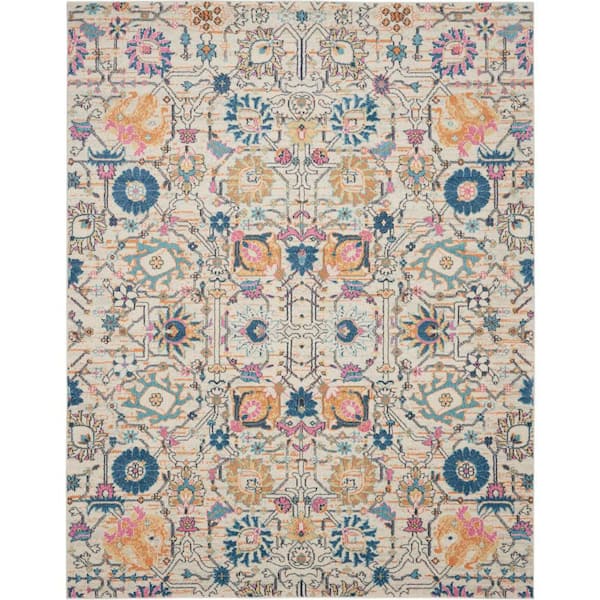 Nourison Passion Ivory/Multi 7 ft. x 10 ft. Floral Transitional Area Rug