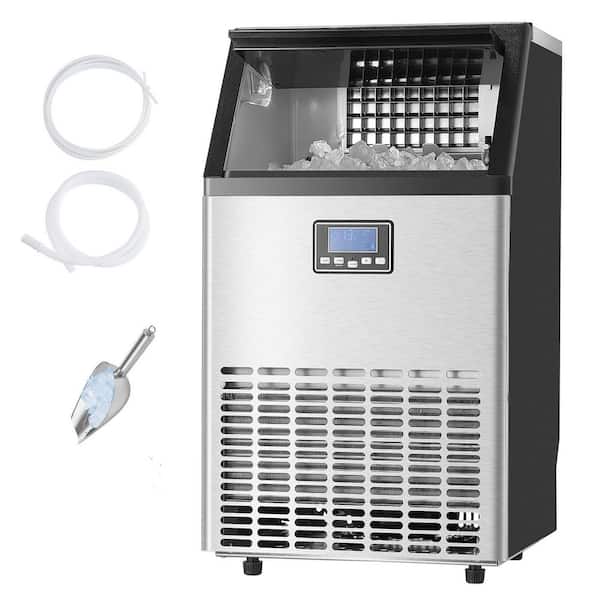 Commercial Ice Maker 150 lbs. /24 H Freestanding 15.7 in. W with 33 lbs. Large Storage for Bar Full Siza Cubes Black