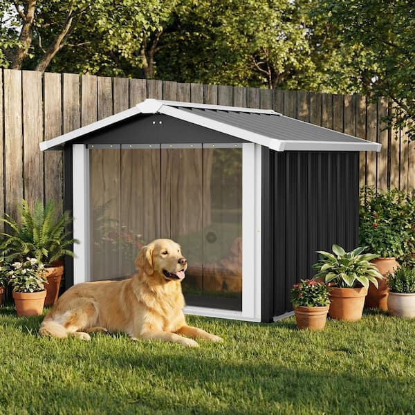 Clihome 39.7 x 35.8 x 33.3 in Metal Accessory Kit 2-in-1 Dog House
