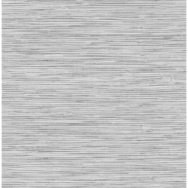 STACY GARCIA HOME 30.75 sq. ft. Moonstone Grey Faux Grasscloth Vinyl Peel and Stick Wallpaper Roll