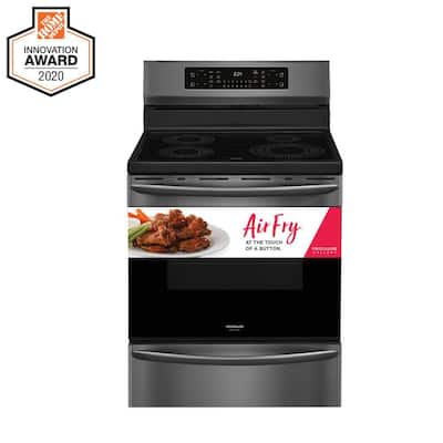 30 in. 5.4 cu. ft. Induction Electric Range with Self-Cleaning Oven in Smudge-Proof Black Stainless Steel with Air Fry