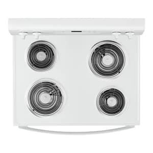 30 in. 4.8 cu. ft. 4 Burner Element Electric Range with Keep Warm Setting in White with Storage Drawer