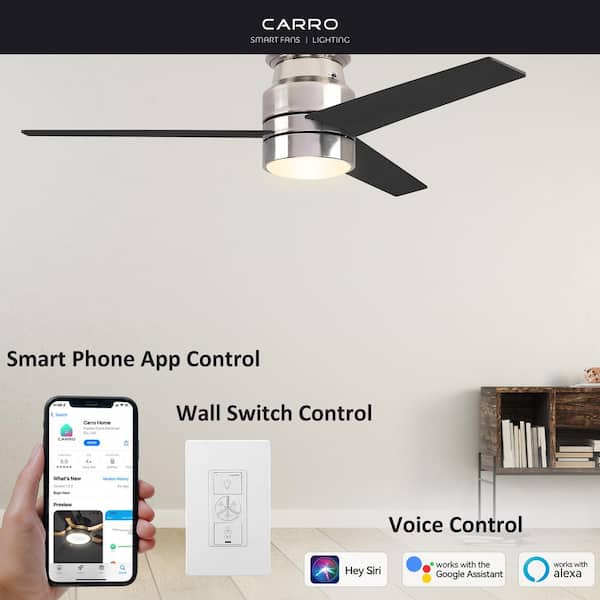 Ranger 52 in. Integrated LED Indoor Silver Smart Ceiling Fan with Light Kit and Wall Control, Works w/Alexa/Google Home