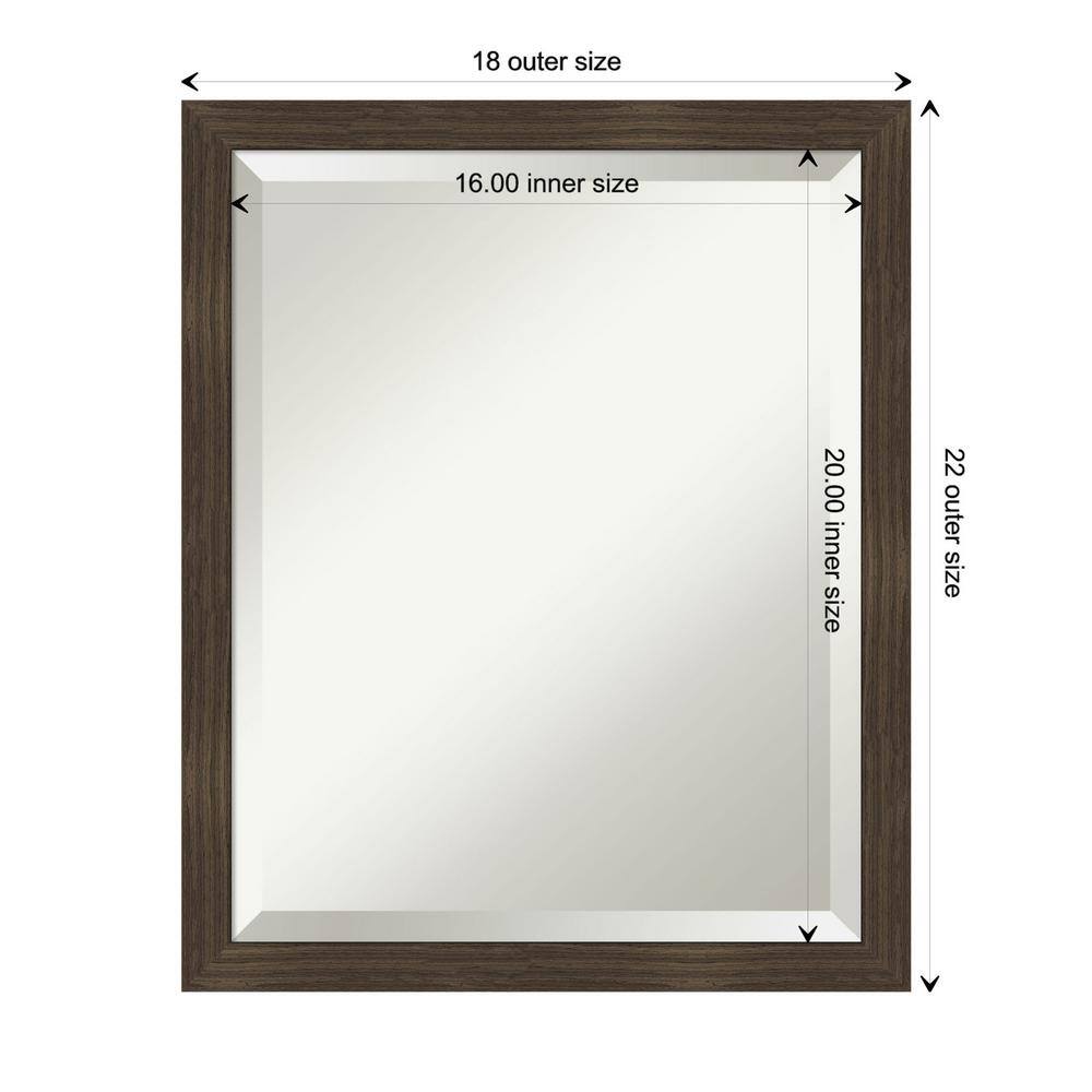 Woodgrain Stripe 18" x 22" Brown Fir Framed Wall Mirror