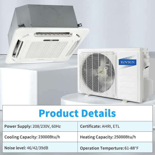 ROVSUN 23 SEER2 23,000 BTU WIFI Ceiling Cassette Ductless