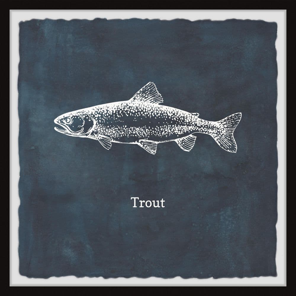 Trout in Blue by Marmont Hill Framed Animal Art Print 18 in. x 18 in.