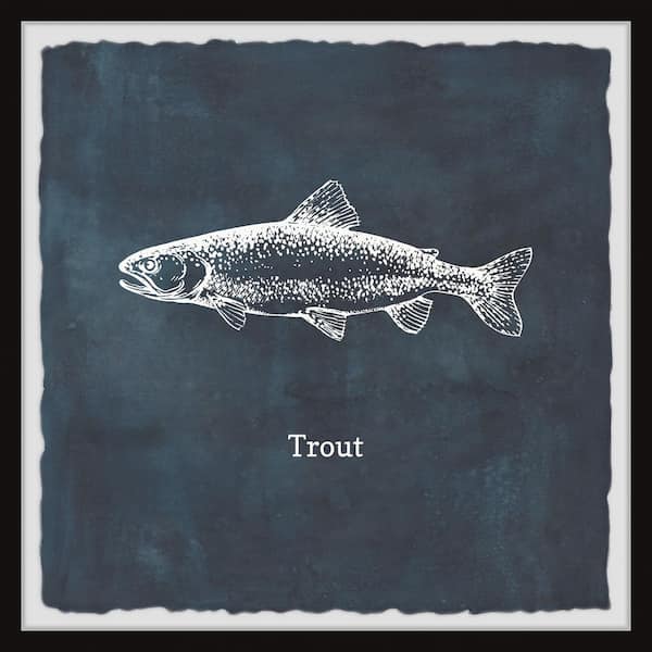 Unbranded "Trout in Blue" by Marmont Hill Framed Animal Art Print 24 in. x 24 in.