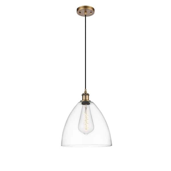 Innovations Bristol Glass 60-Watt 1 Light Brushed Brass Shaded Mini ...