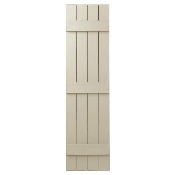Ply Gem 15 in. x 63 in. Polypropylene 4-Board Closed Board and Batten Shutters Pair in Sand Dollar