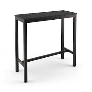 45 in. W Black Outdoor Bar Table HDPS Material Rectangular Outdoor High Top Table with Metal Frame
