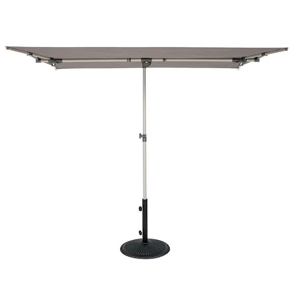 Capri 4.95 ft. x 6.93 ft. Aluminum Frame Rectangle Patio Umbrella with Tilt and Protective Cover in Coffee for Balcony