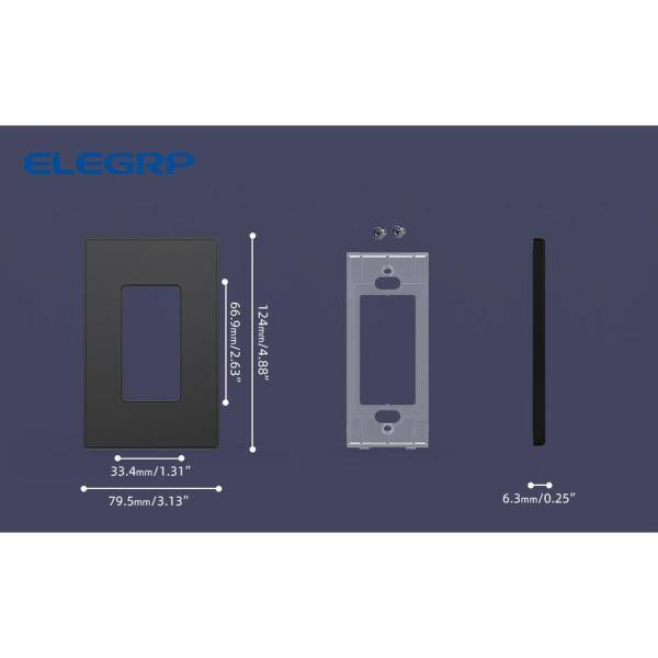 Black 1-Gang Screwless Decorative Wall Plate Set